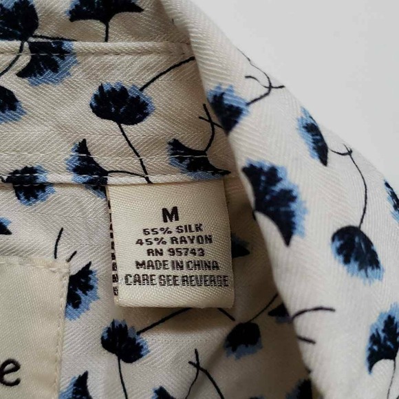 Vintage Silk Mens Button Front Shirt Multicolor Beige Floral Short Sleeves M - Picture 6 of 8